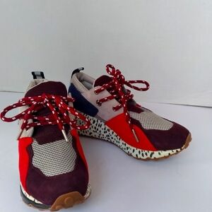 Ash Addict Multi Color Suede Mesh Chunky Sneakers Leopard Print Midsole Womens